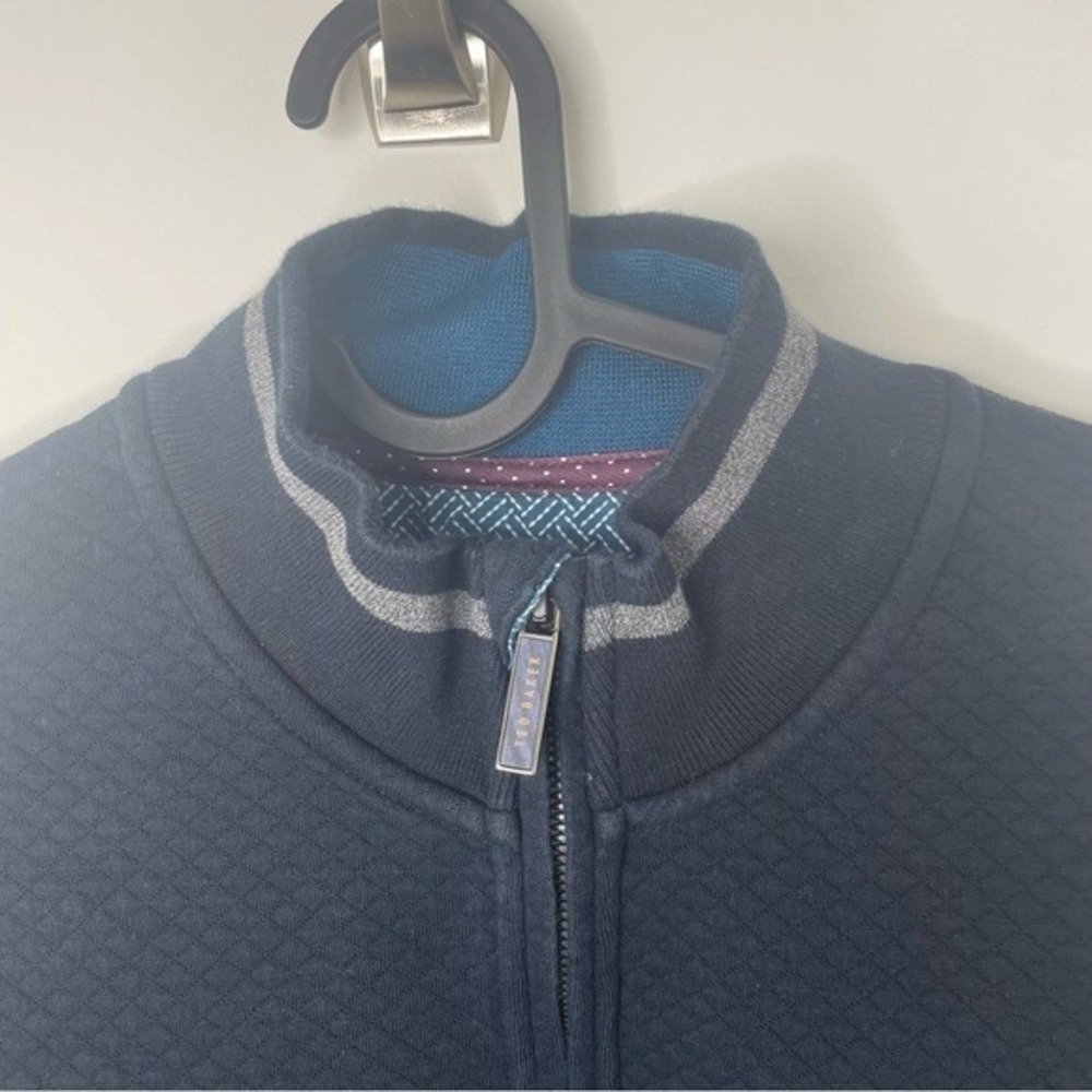 Ted Baker Quarter Zip Sindey Pullover Navy‎ Blue Size Large - Picture 3 of 7